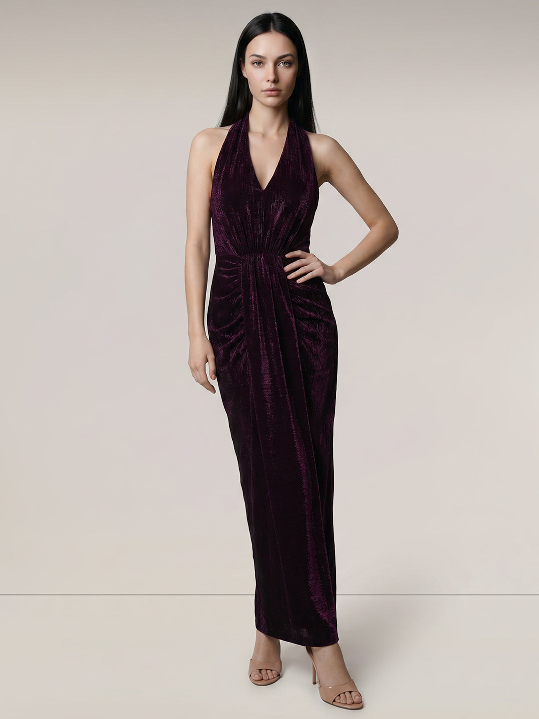 Purple Metallic Maxi Dress