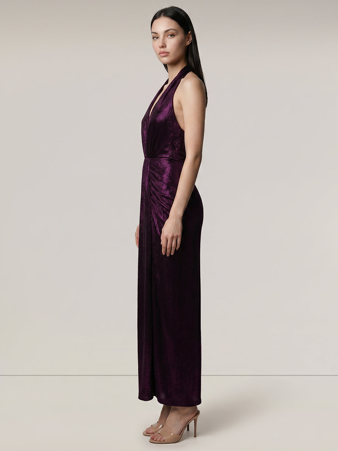 Purple Metallic Maxi Dress