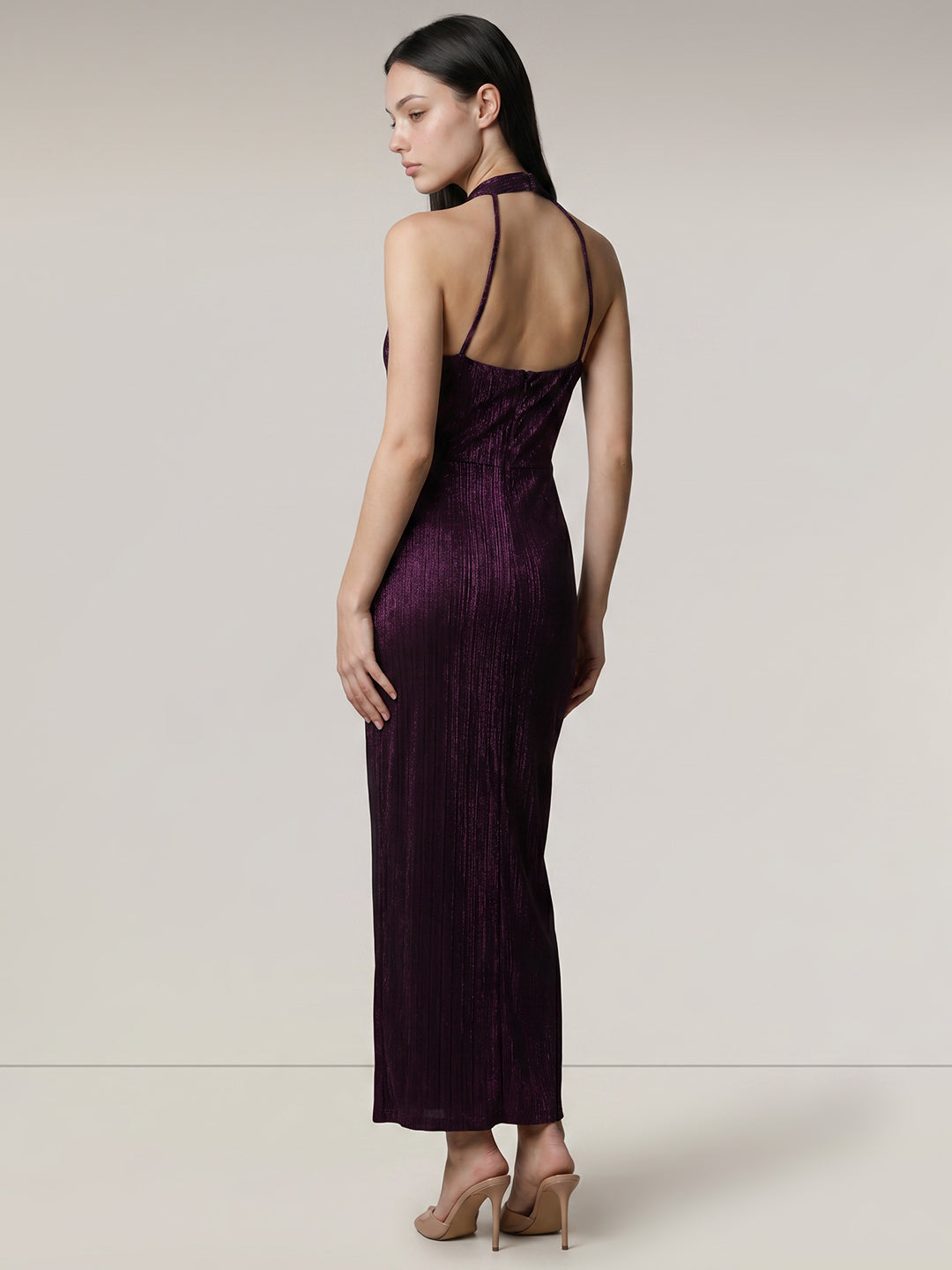 Purple Metallic Maxi Dress