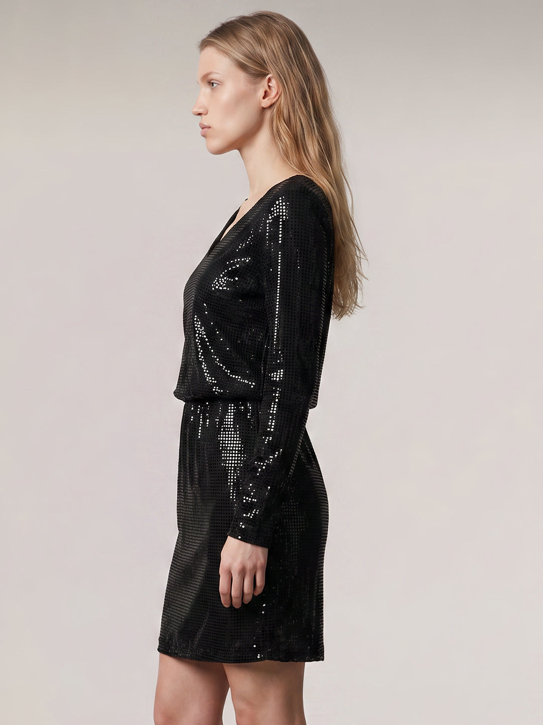 Sequin V-Neck Mini Dress