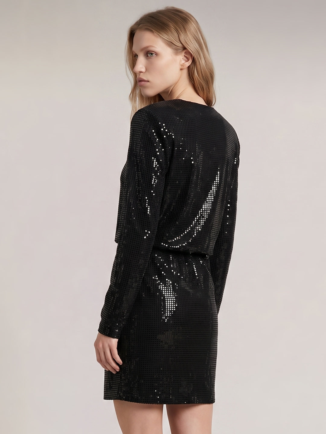 Sequin V-Neck Mini Dress