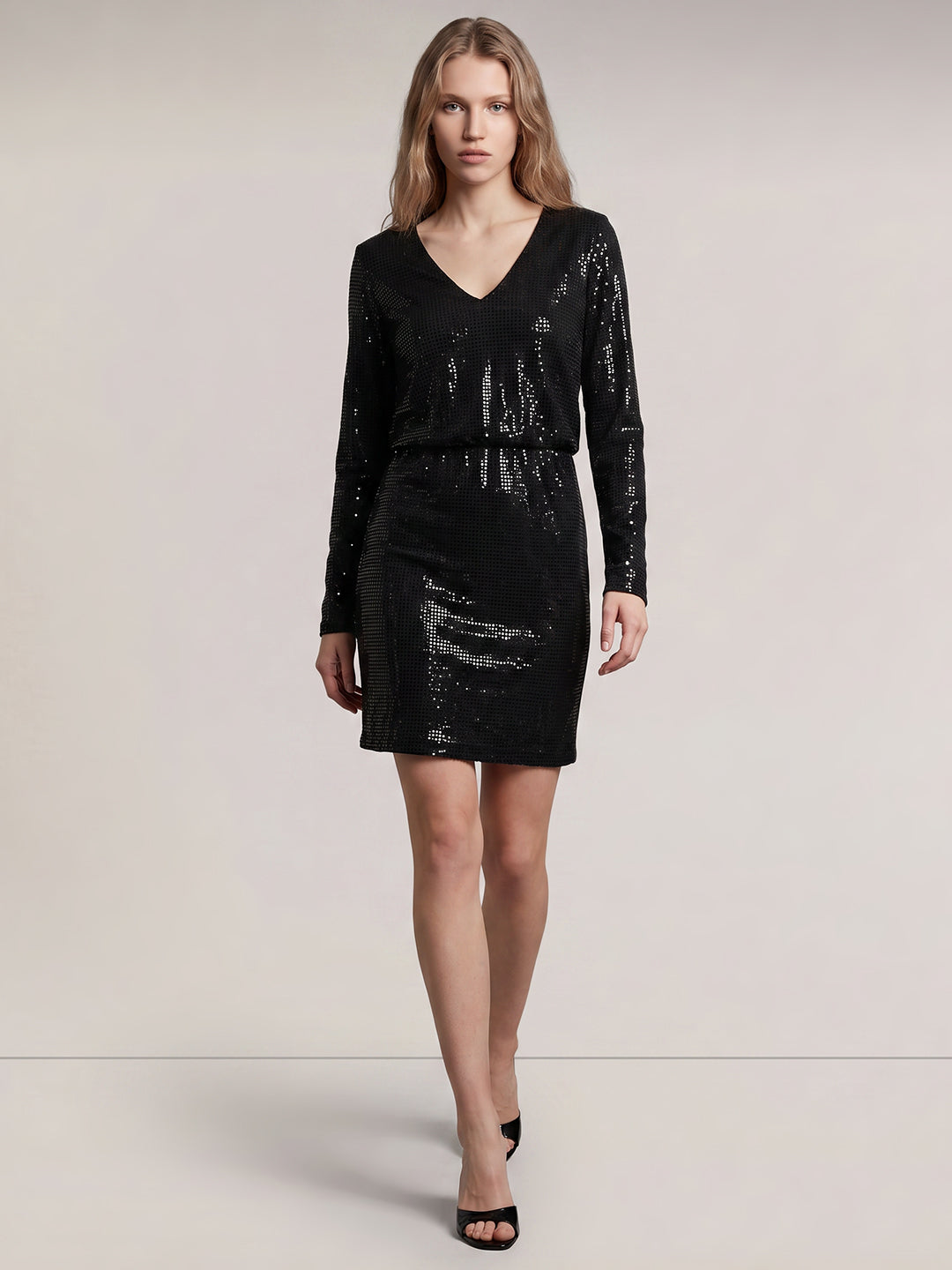 Sequin V-Neck Mini Dress