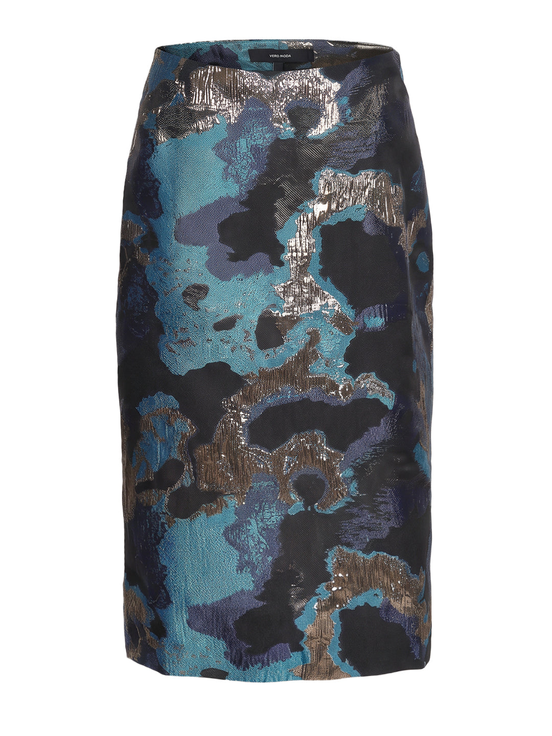 Blue Abstract Print Basic Skirt