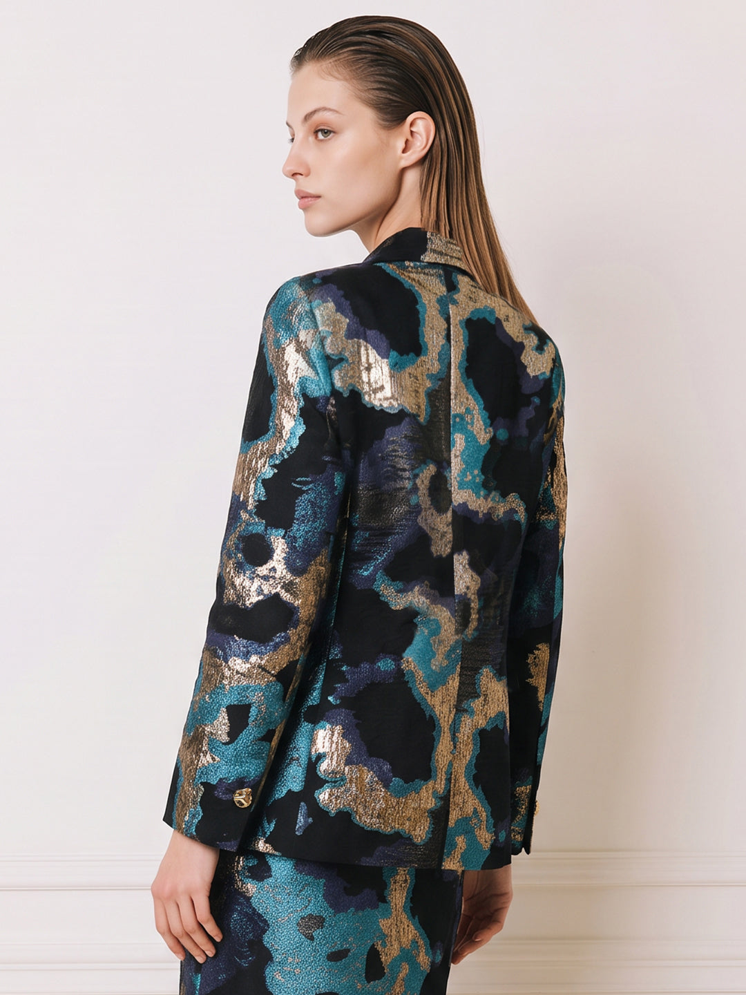 Blue Abstract Print Blazer