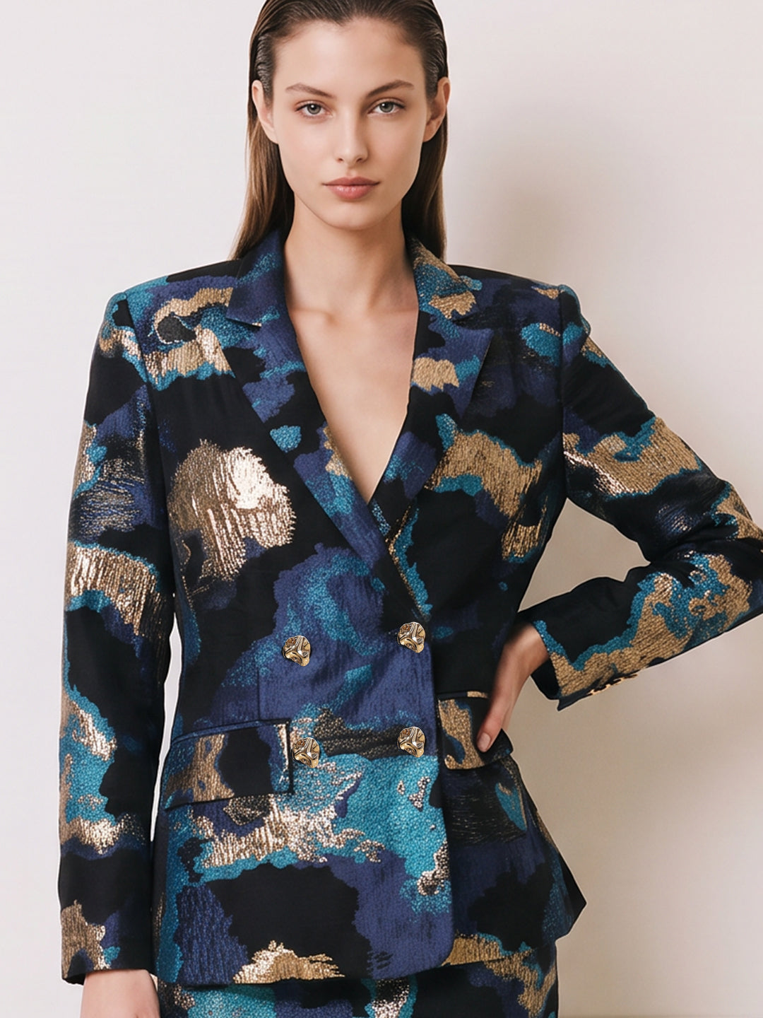 Blue Abstract Print Blazer
