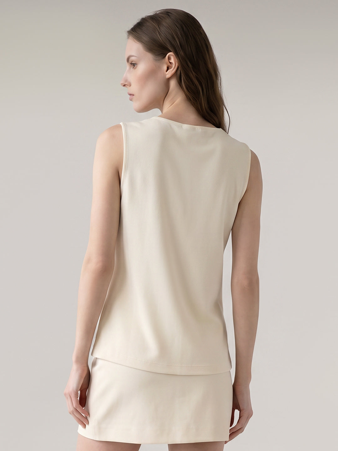 Ecru Sleeveless Draped Top