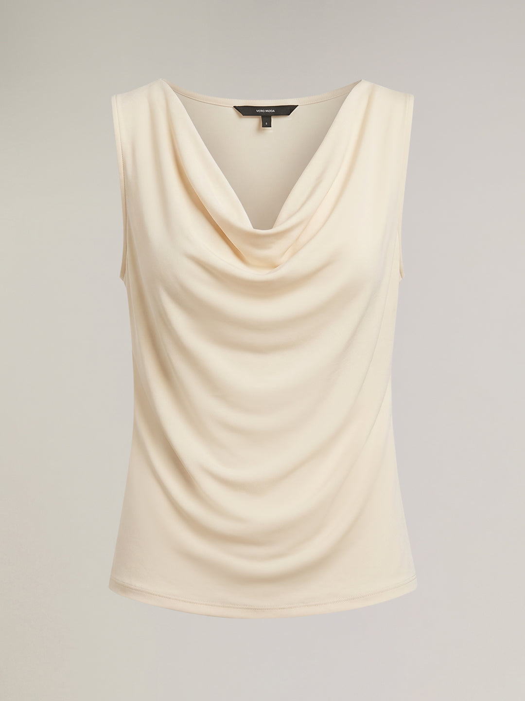 Ecru Sleeveless Draped Top