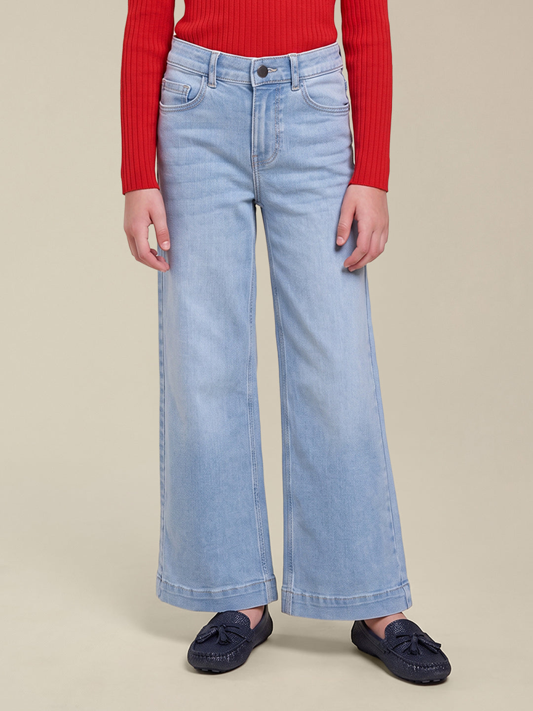 GIRLS Light Blue Wide Leg Jeans