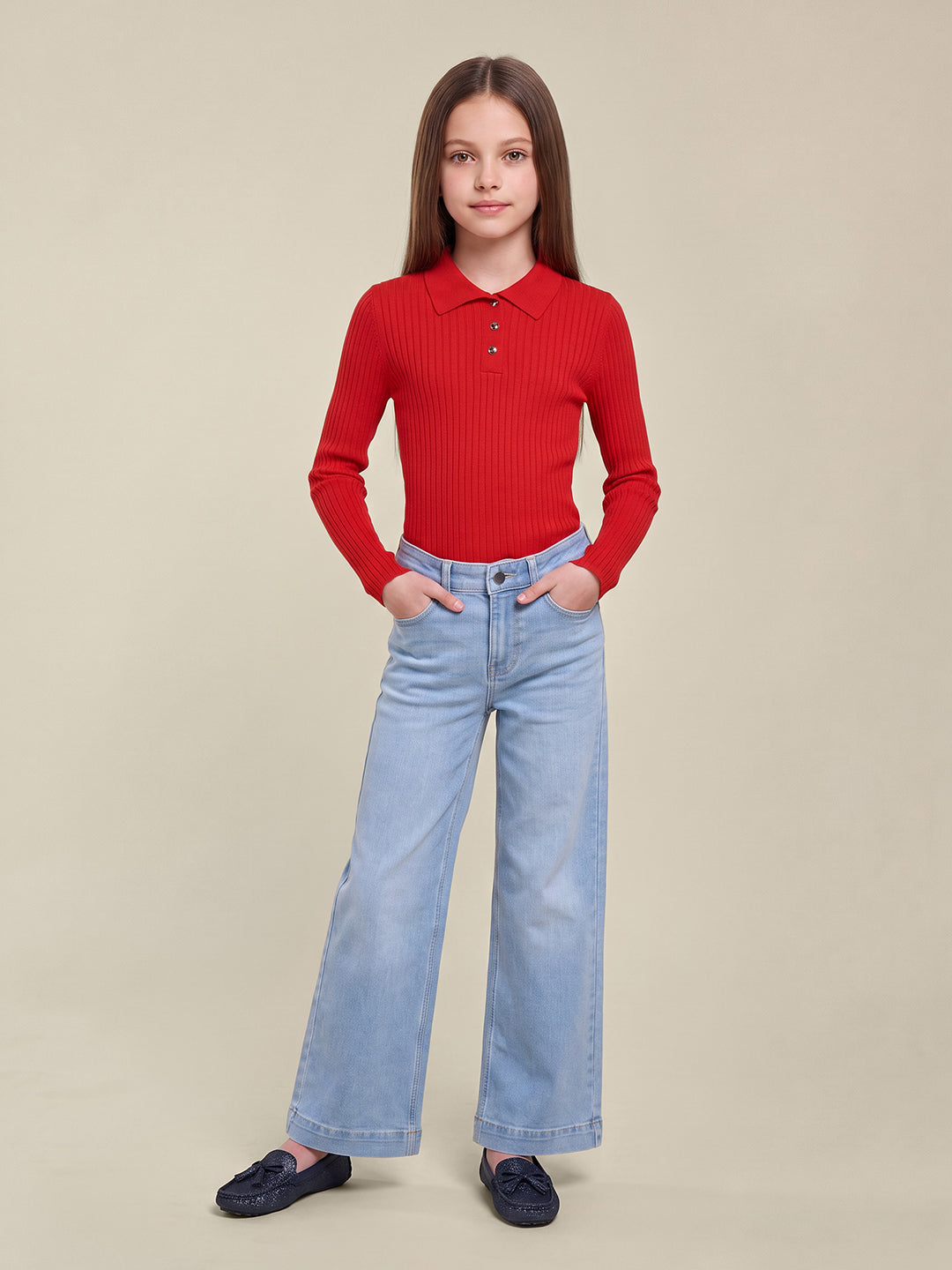 GIRLS Light Blue Wide Leg Jeans