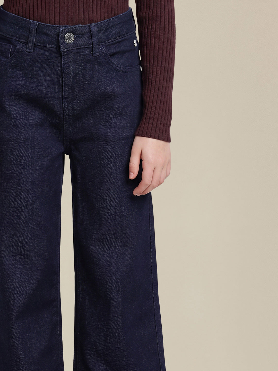GIRLS Dark Blue Wide Leg Jeans