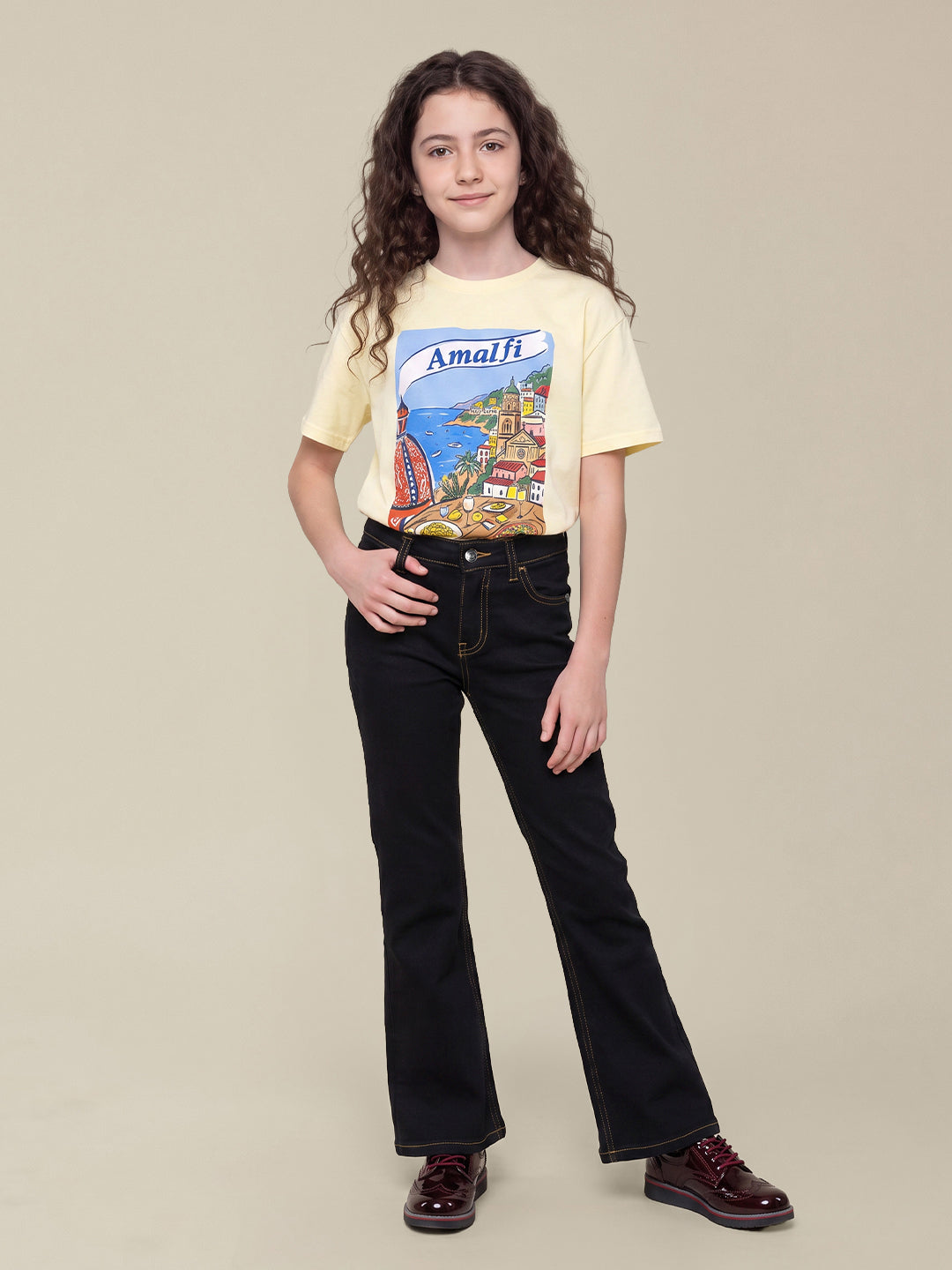 GIRLS Black Mid Rise Bootcut Jeans