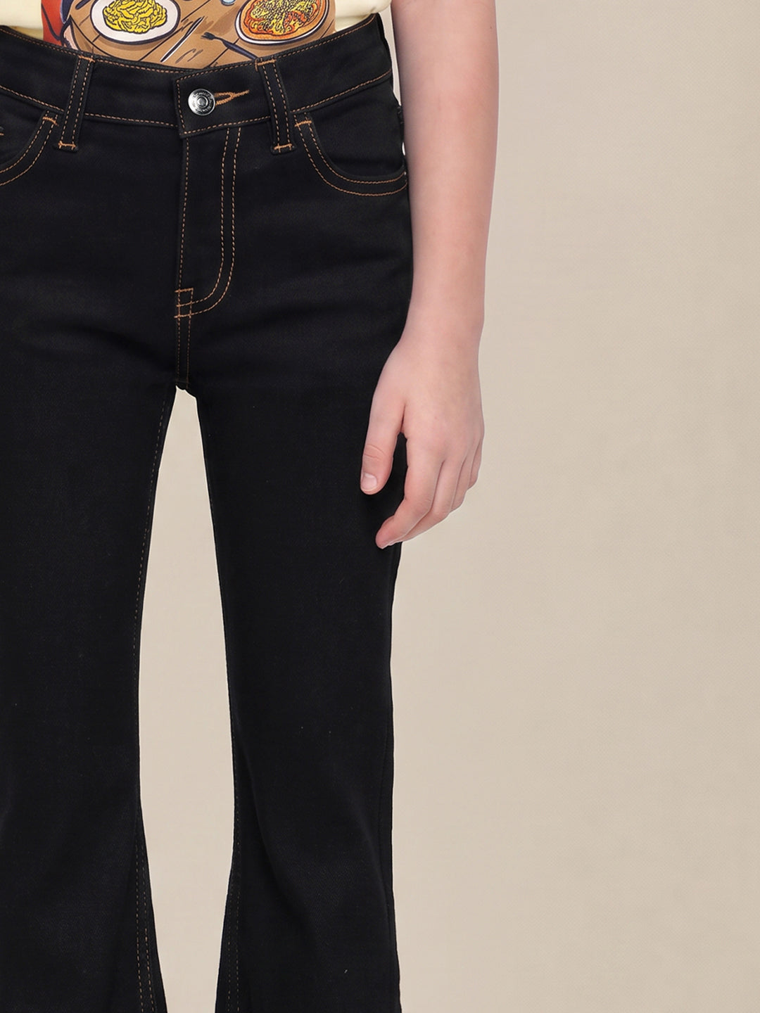 GIRLS Black Mid Rise Bootcut Jeans