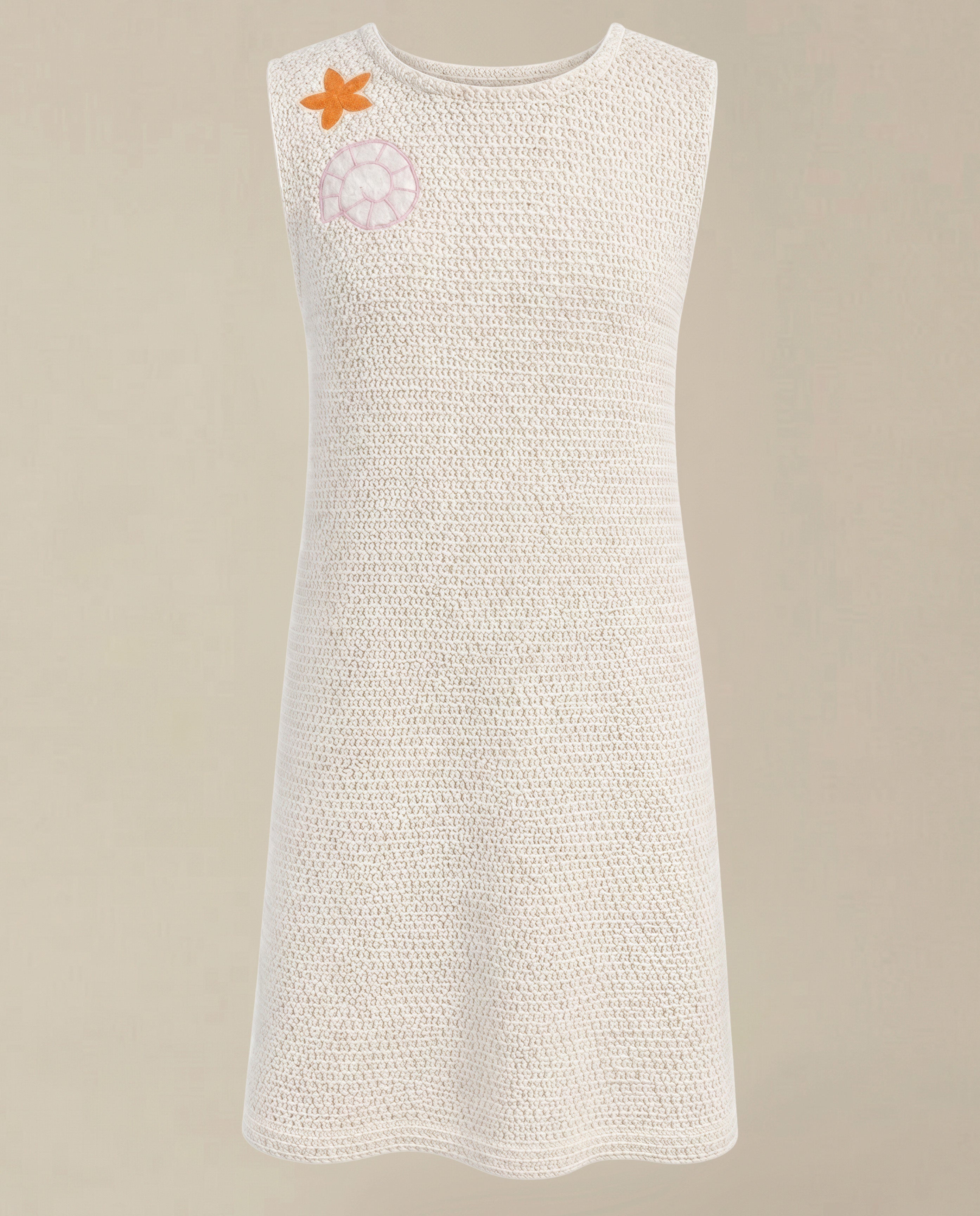 GIRLS Ecru Sleeveless Cotton Dress