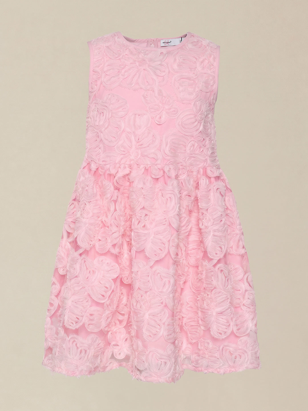 GIRLS Pink 3D Floral Appliqué Dress