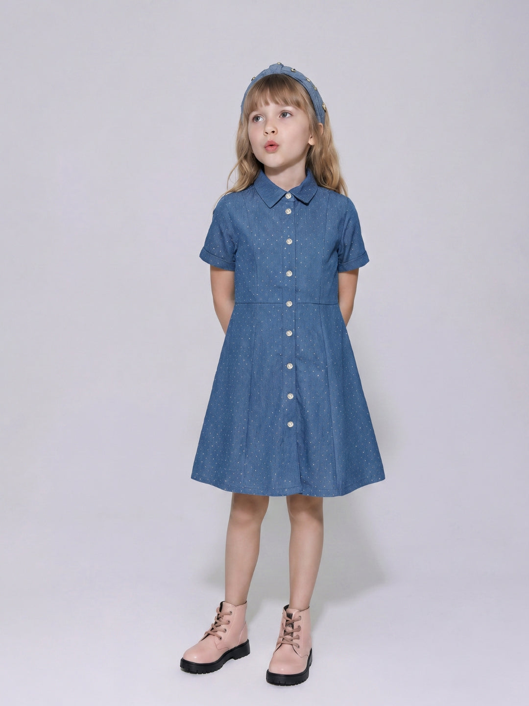 GIRLS Blue Denim Shirt Dress