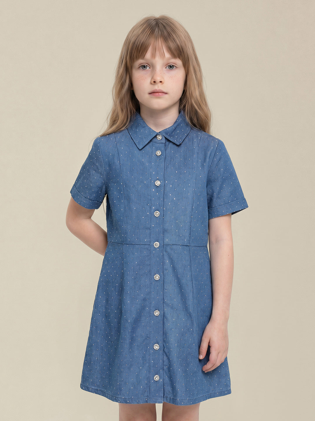 GIRLS Blue Denim Shirt Dress