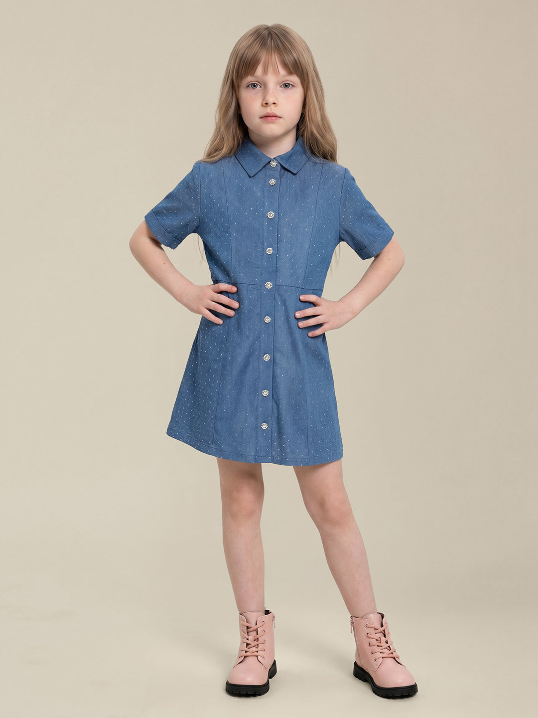 GIRLS Blue Denim Shirt Dress