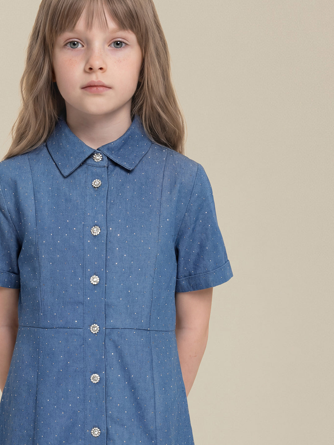 GIRLS Blue Denim Shirt Dress