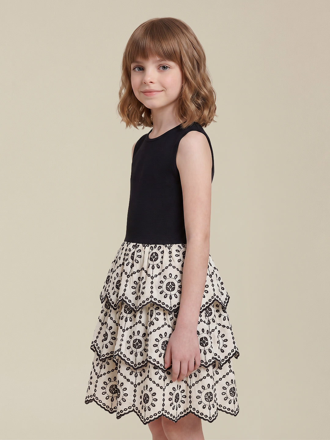 GIRLS Ecru Fit & Flare Dress