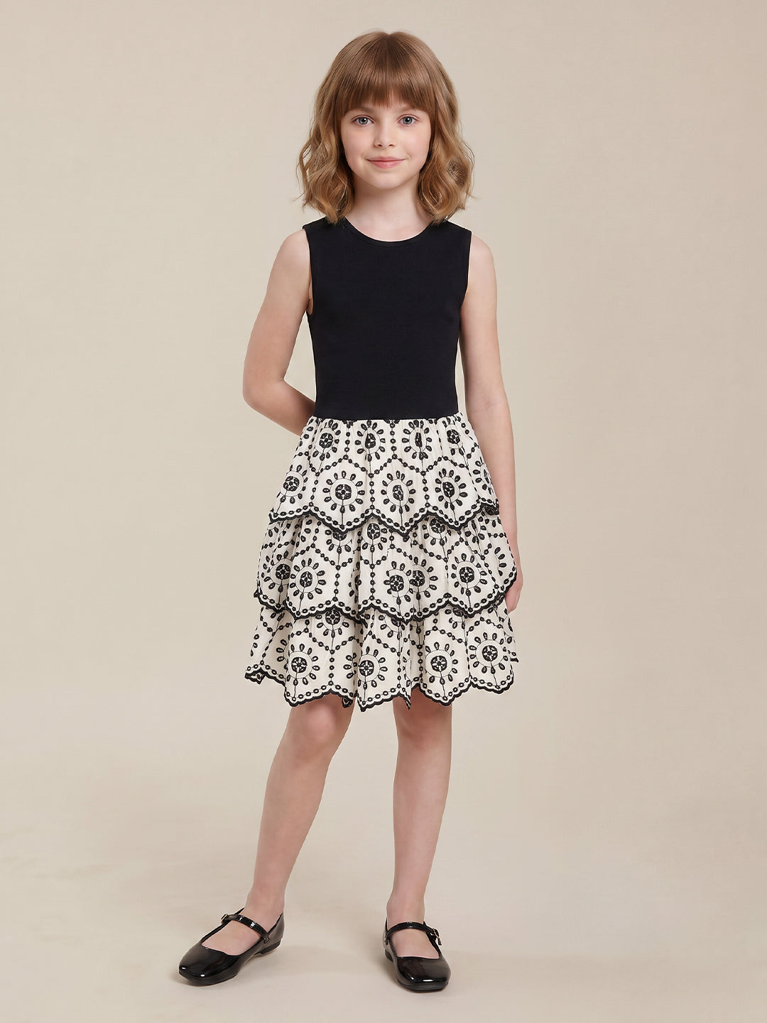 GIRLS Ecru Fit & Flare Dress