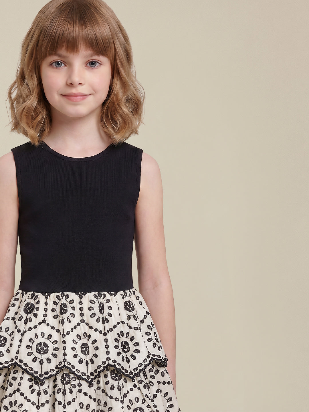 GIRLS Ecru Fit & Flare Dress