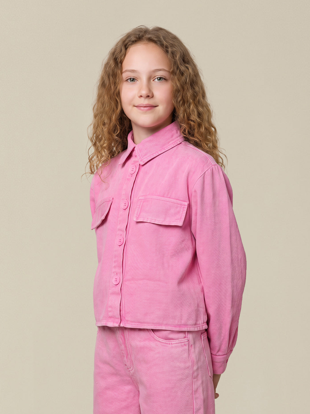 GIRLS Pink Utility Shacket
