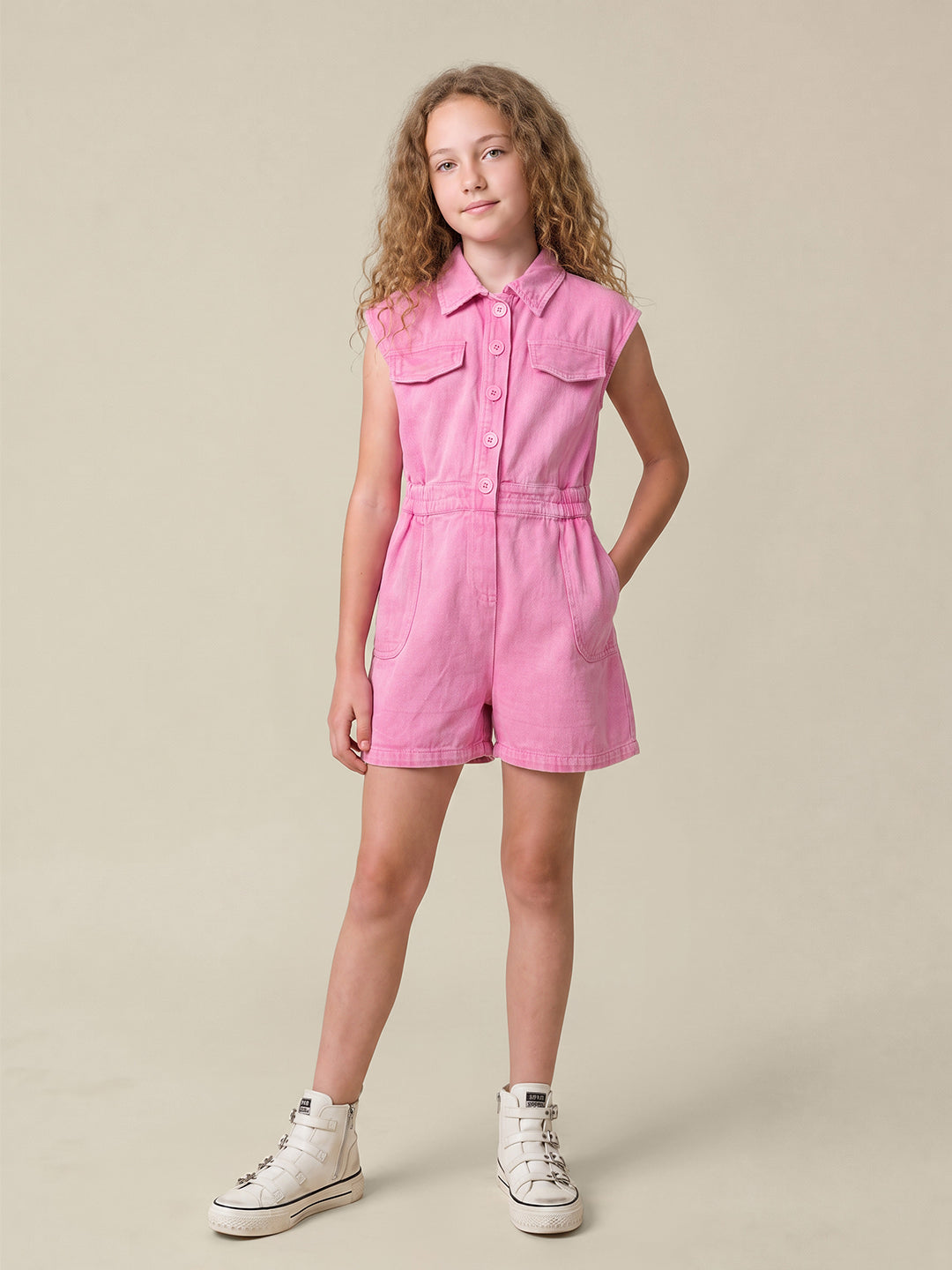 GIRLS Pink Utility Playsuit