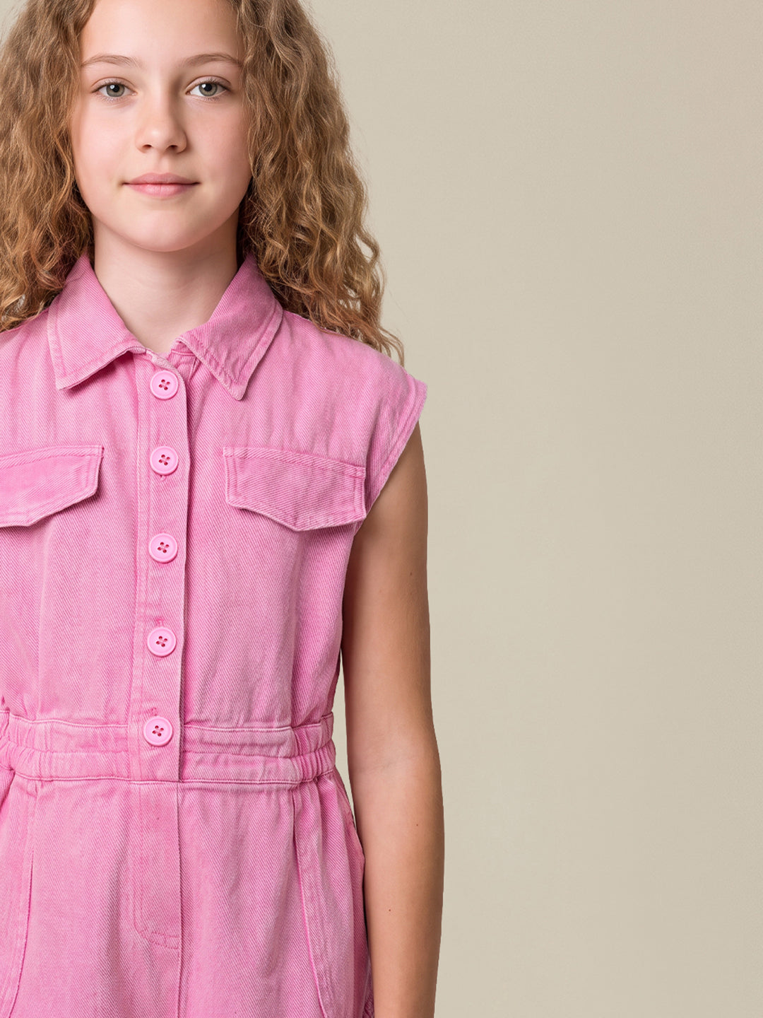 GIRLS Pink Utility Playsuit