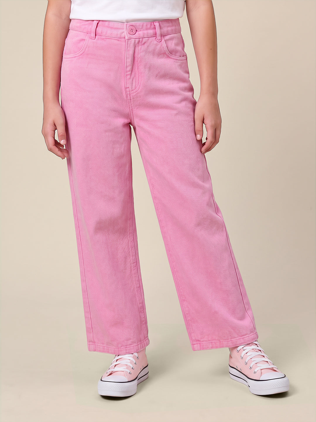 GIRLS Pink Mid Rise Pants