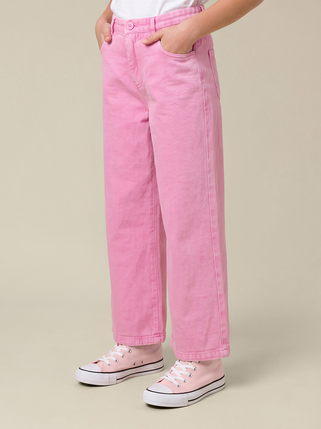 GIRLS Pink Mid Rise Pants