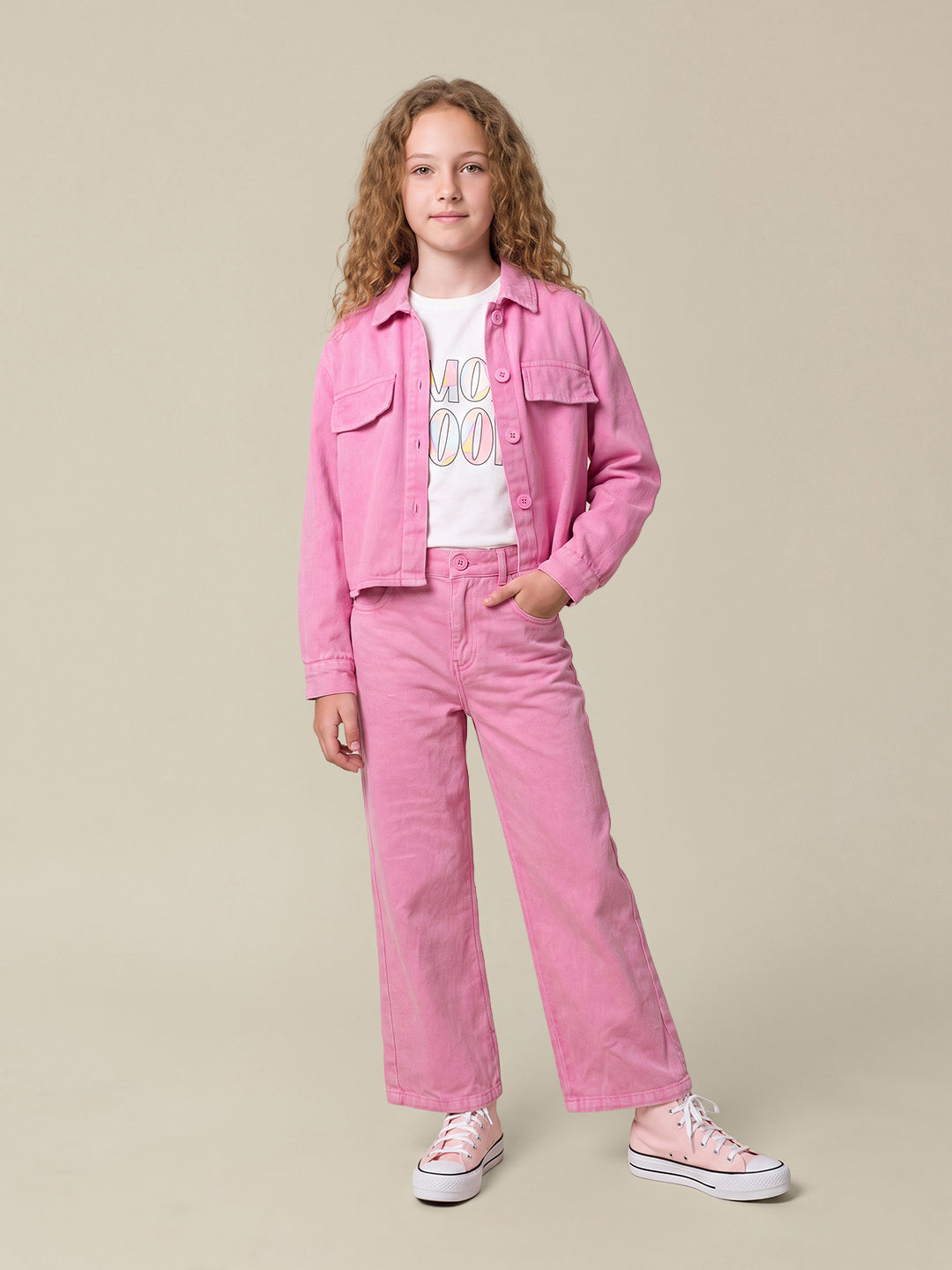 GIRLS Pink Mid Rise Pants
