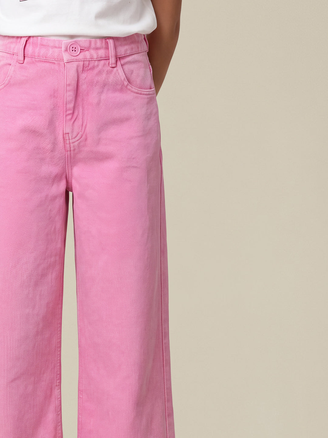 GIRLS Pink Mid Rise Pants