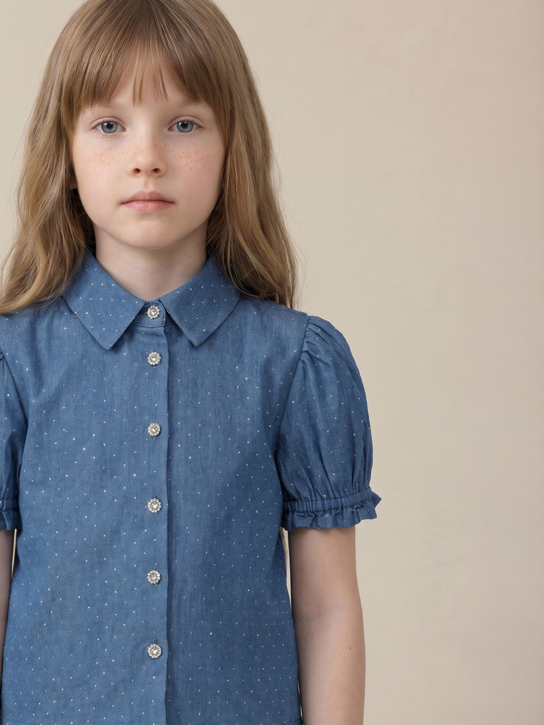 GIRLS Blue Embellished Shirt