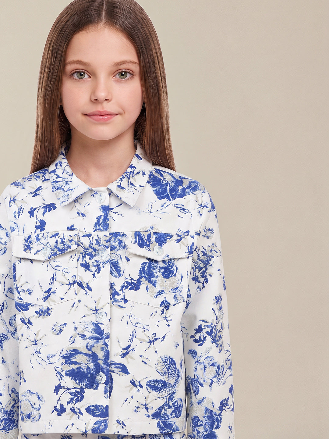 GIRLS White Floral Print Shirt