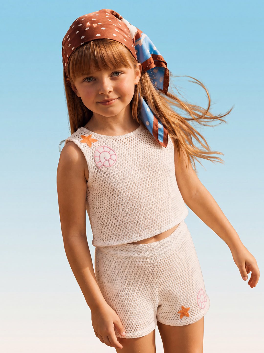 GIRLS Ecru Crochet Top