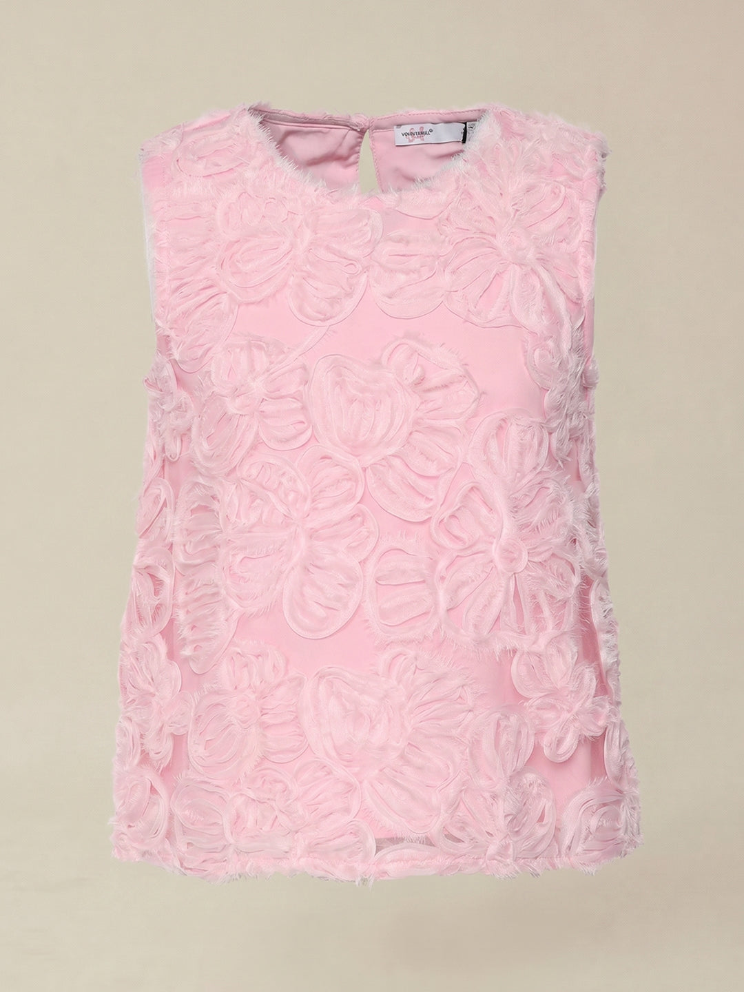 GIRLS Pink 3D floral appliqué Top