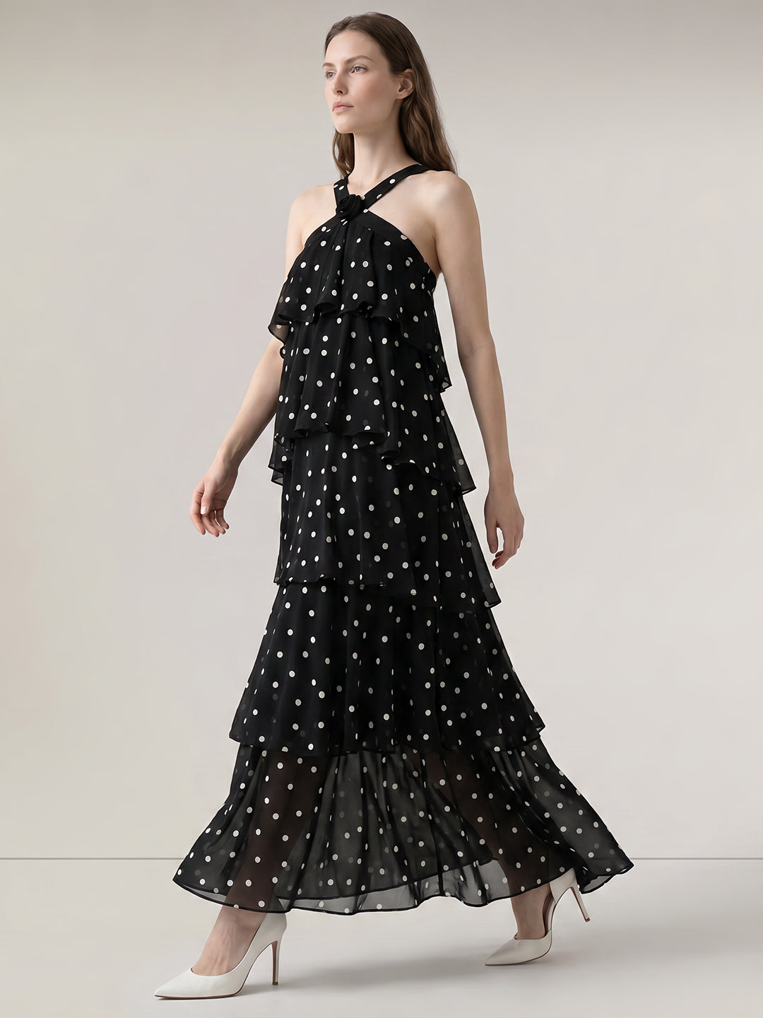 Black Polka Dot Ruffle Dress