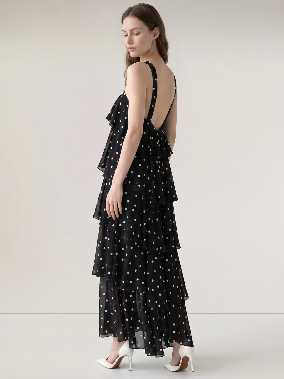Black Polka Dot Ruffle Dress