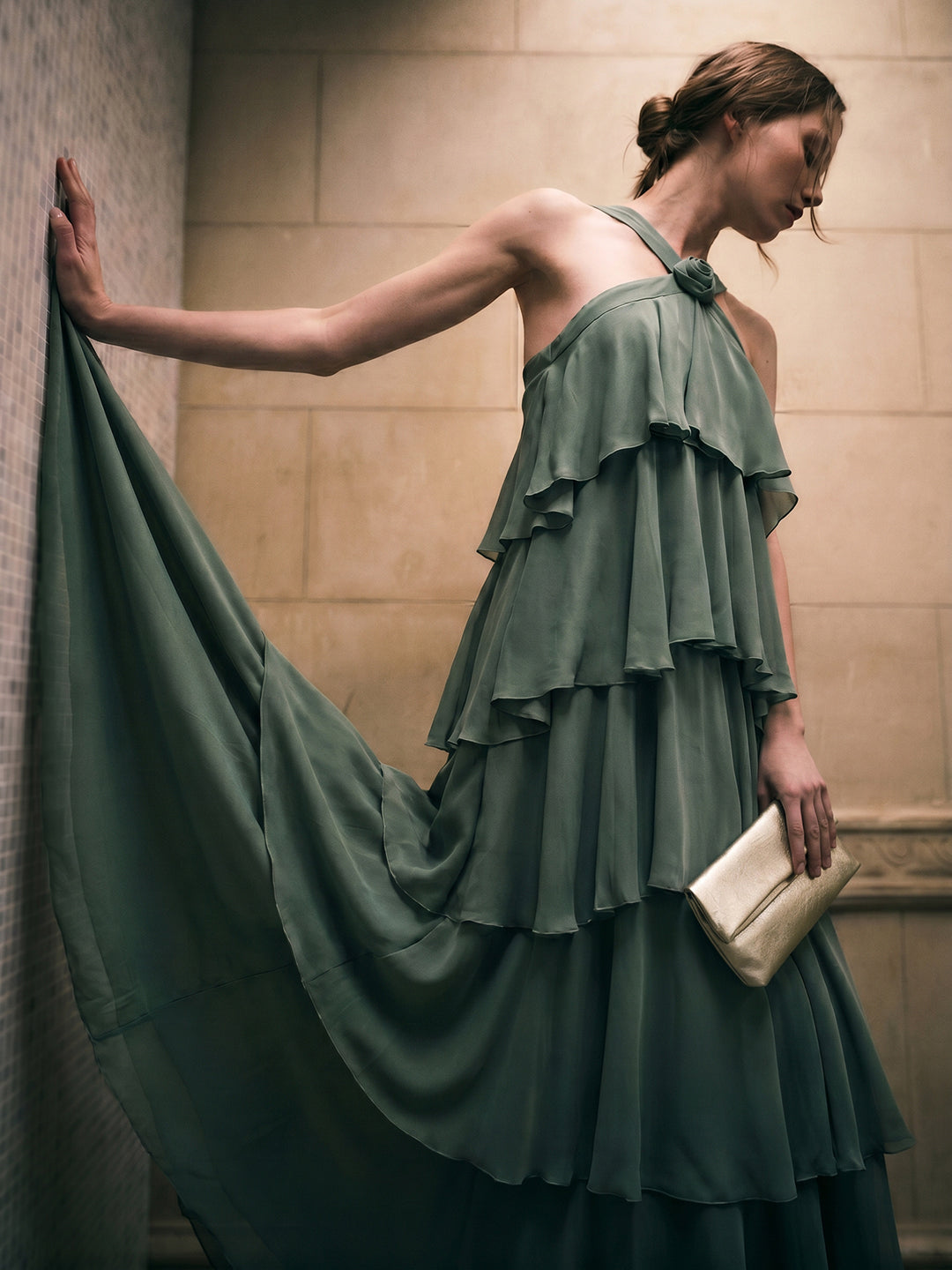 Green Ruffle Maxi Dress