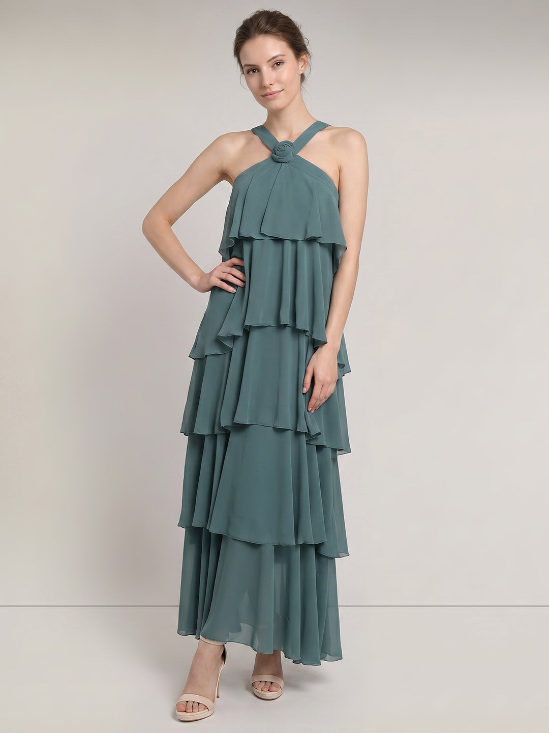 Green Ruffle Maxi Dress