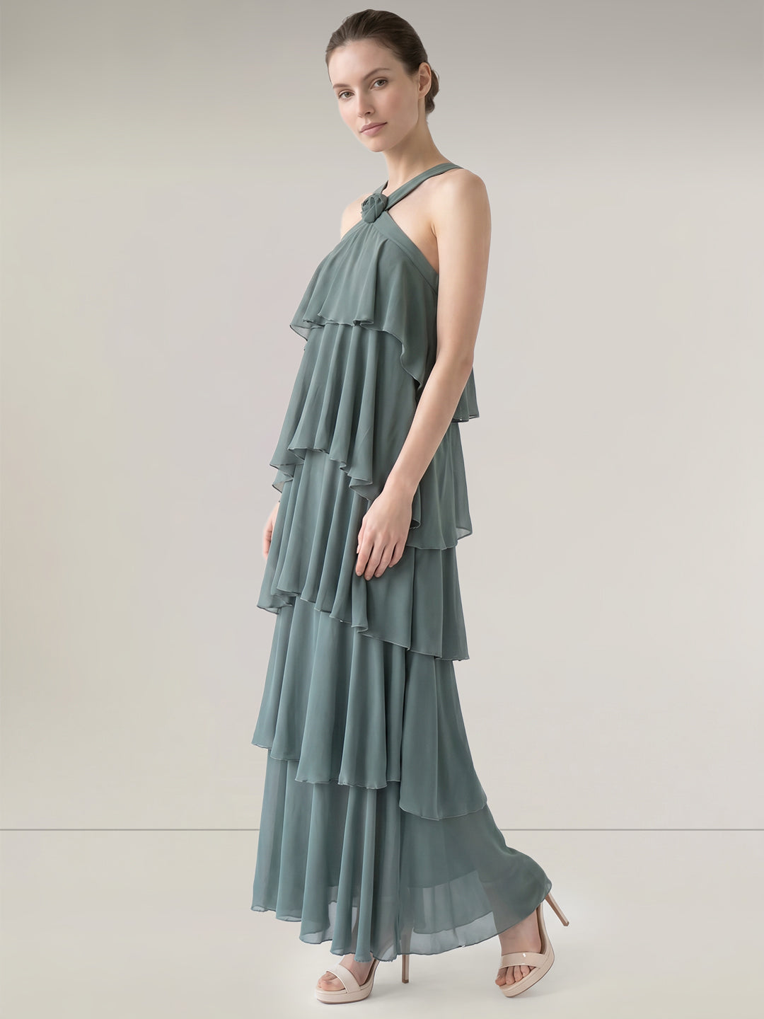 Green Ruffle Maxi Dress