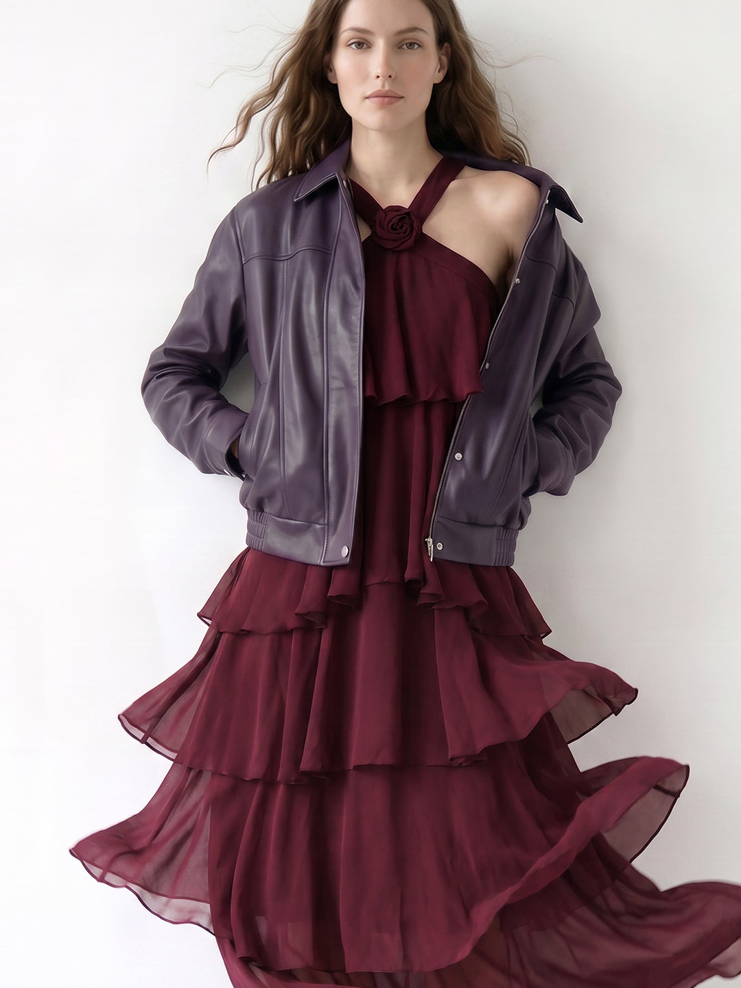 Burgundy Ruffle Maxi Dress