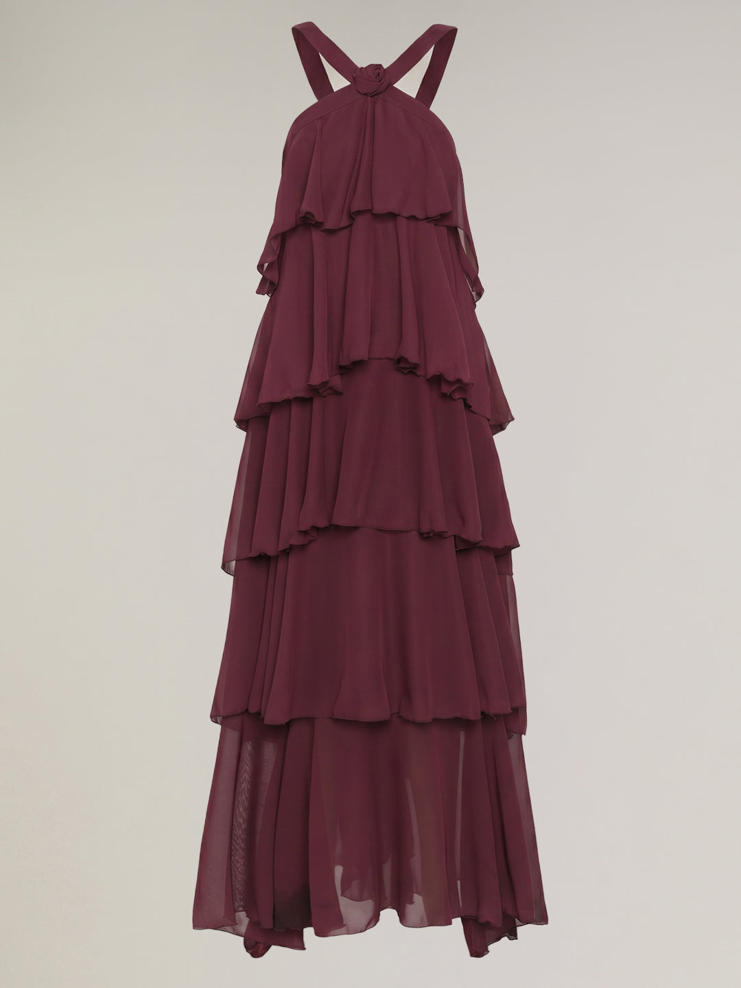 Burgundy Ruffle Maxi Dress