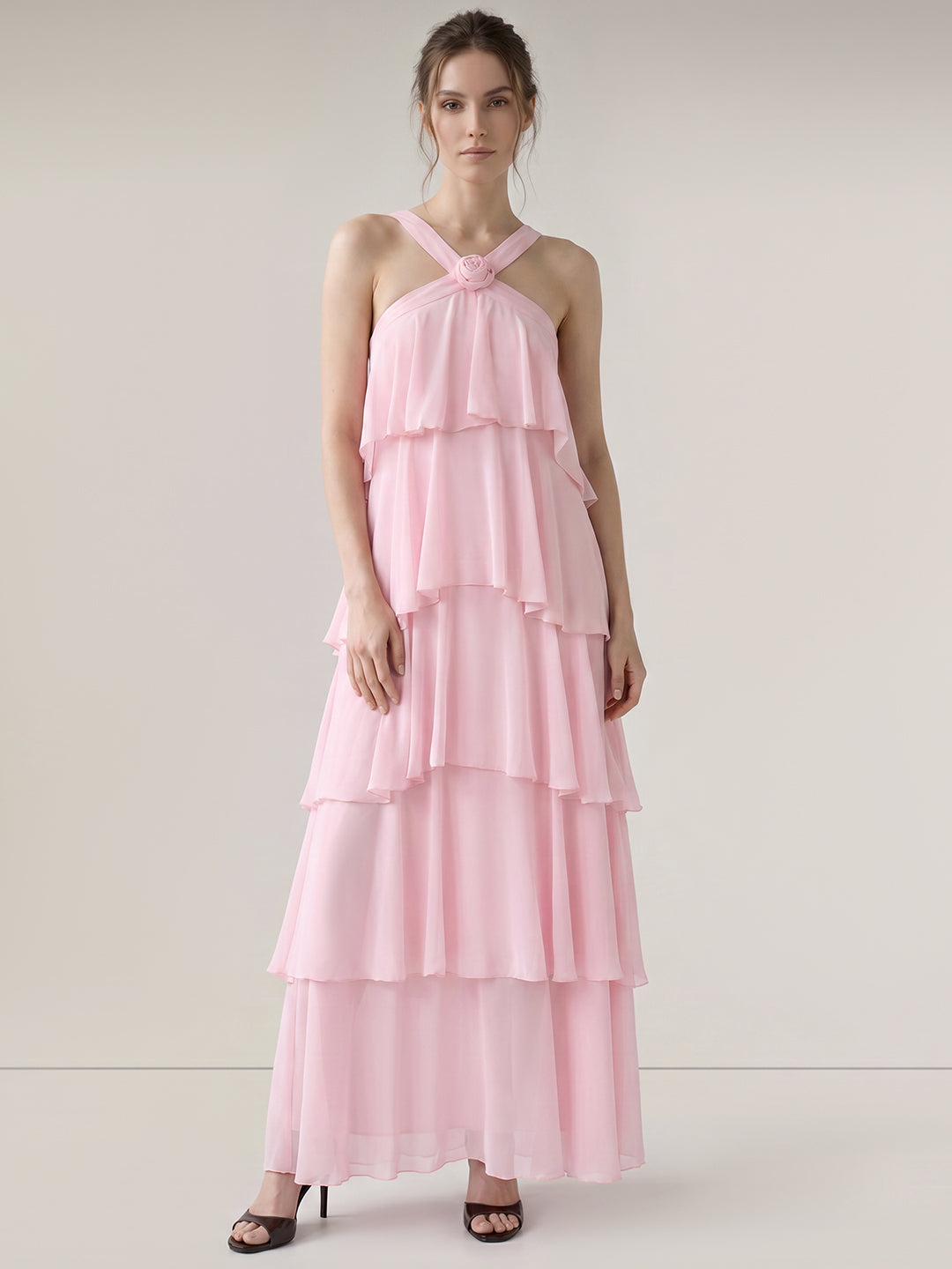 Pink Ruffle Maxi Dress
