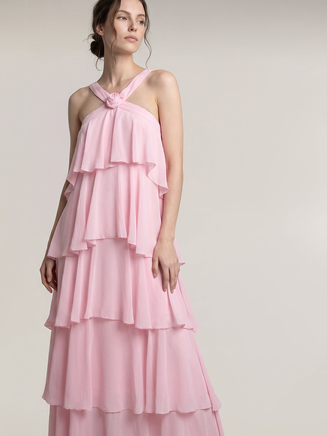 Pink Ruffle Maxi Dress