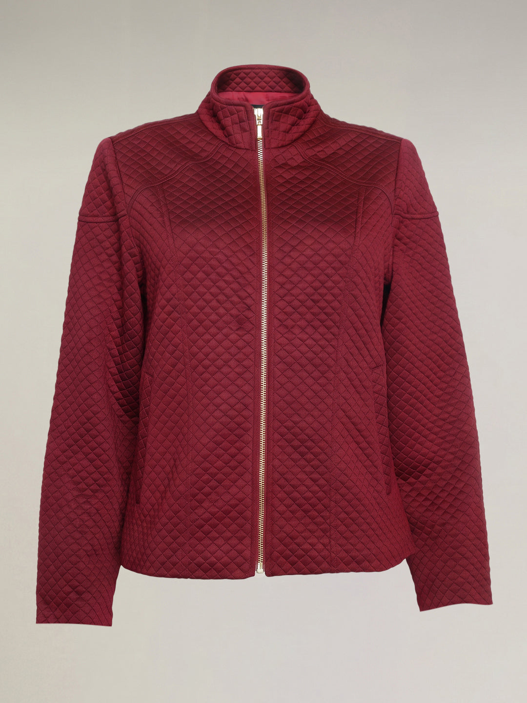 Red High Neck Quilted Jacket