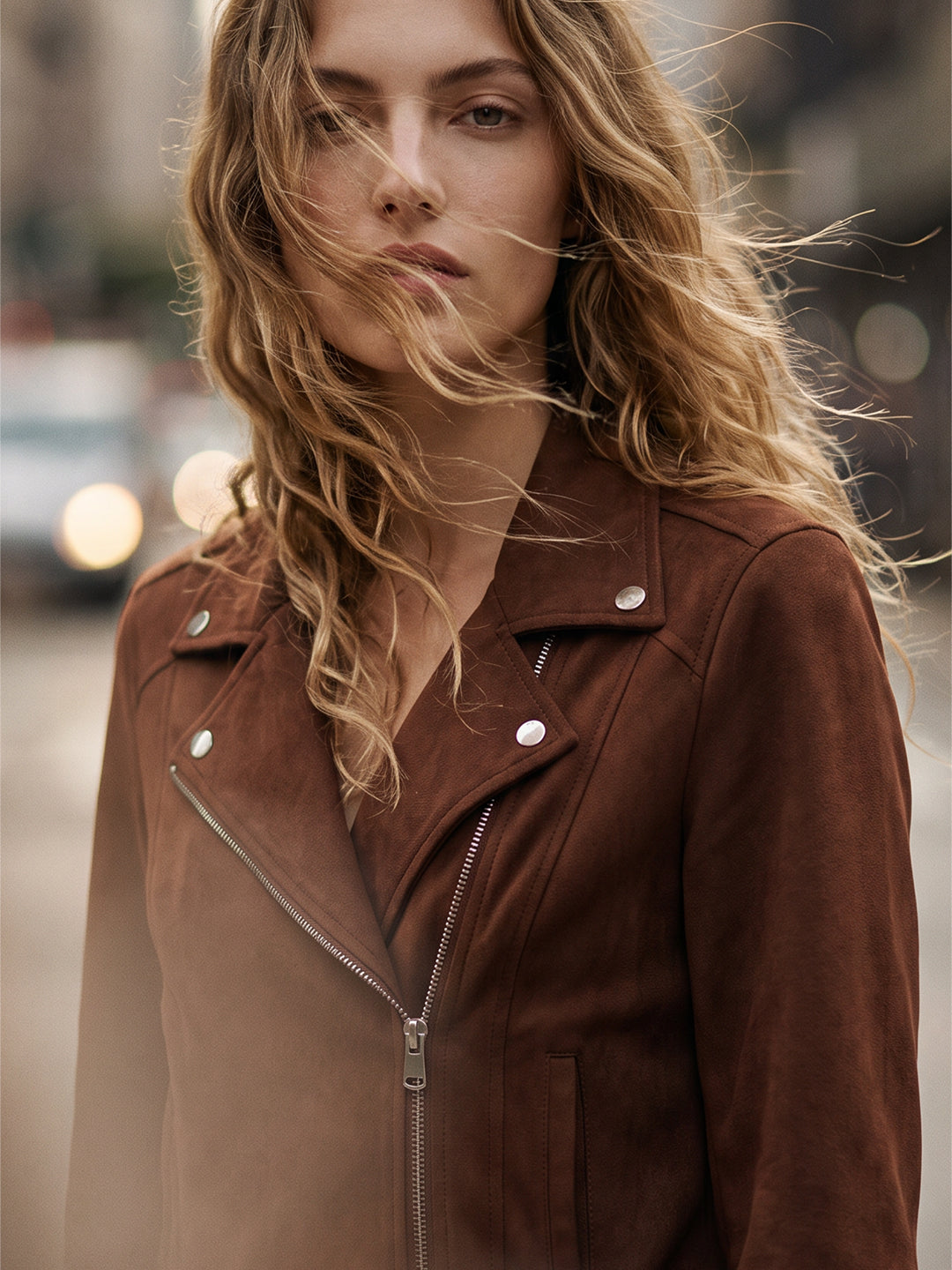 Faux Suede Biker Jacket