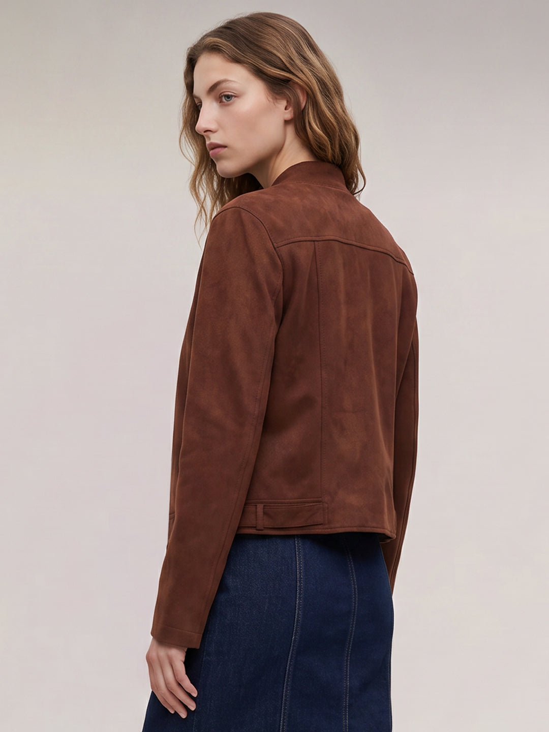 Faux Suede Biker Jacket