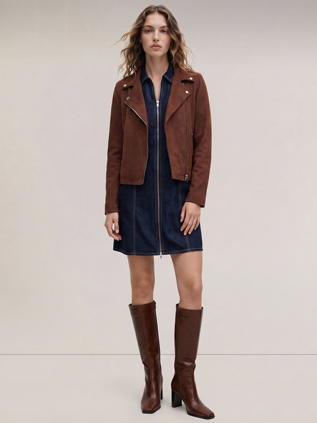 Faux Suede Biker Jacket