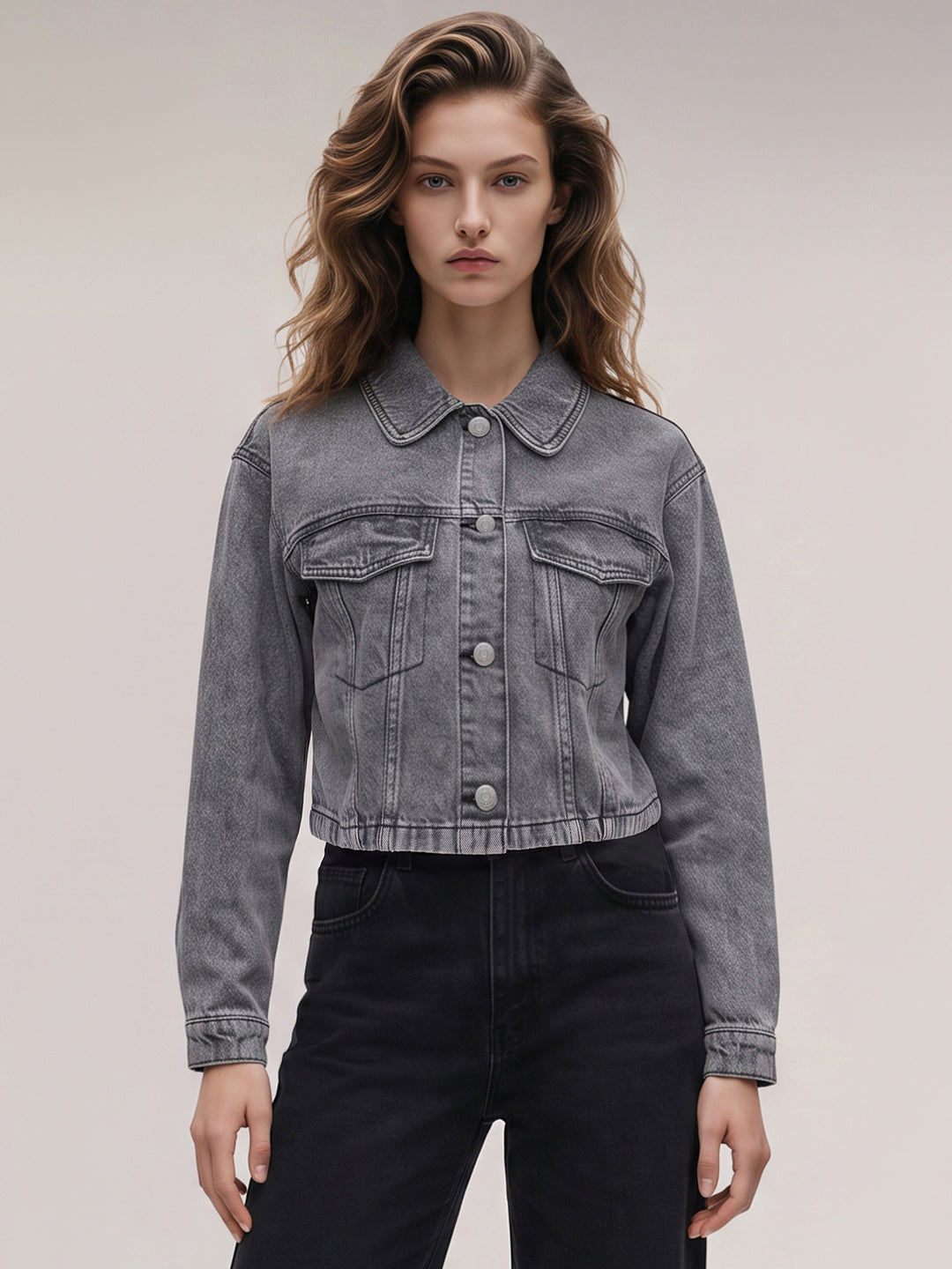 Grey washed denim jacket